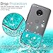 LeYi for Moto E4 Plus Glitter Case (USA Version) (Not Fit E4) with HD Screen Protector for Girls Women,Bling Shiny Quicksand Liquid Clear TPU Protective Case for Moto E Plus (4th Generation) Turquoise