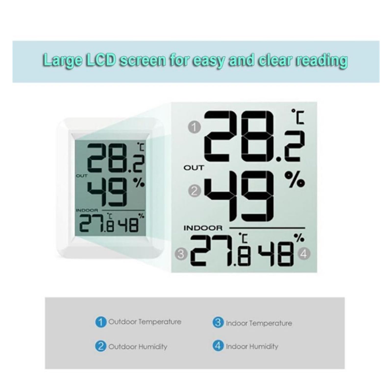 Termohigrometr Termometr Elektroniczny Mini Cyfrowa Bezprzewodowa Higrometr Stacja Pogodowa LCD Cyfrowy Termometr Stacja Meteorologiczna Dla Domu(FT0423 4PCS)