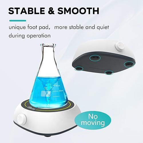 Miniatura 5 de LABFISH - Agitador magnético 200-2000PRM, mezclador magnético, capacidad máxima de 101.4 fl oz, placa de agitación con barra de agitación, huevo