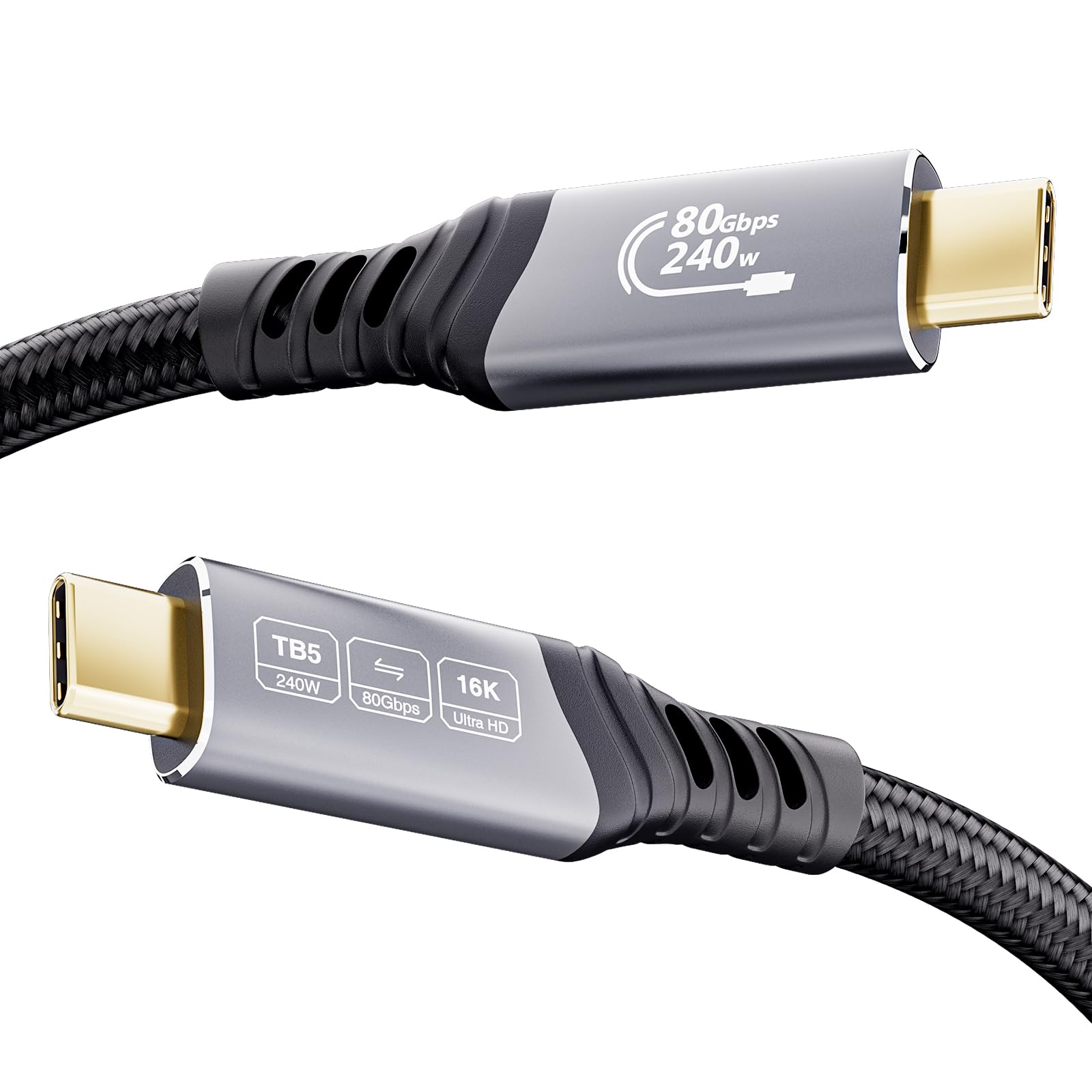 USB C Thunderbolt 5 Kabel 80Gbps 3m, przepustowość wideo 120Gbps, PD 3.1 240W, wideo 16K@30Hz 8K@60Hz, 12-bitowa głębia kolorów Kompatybilny z Mac mini M4 Pro, Thunderbolt 4, SSD, eGPU