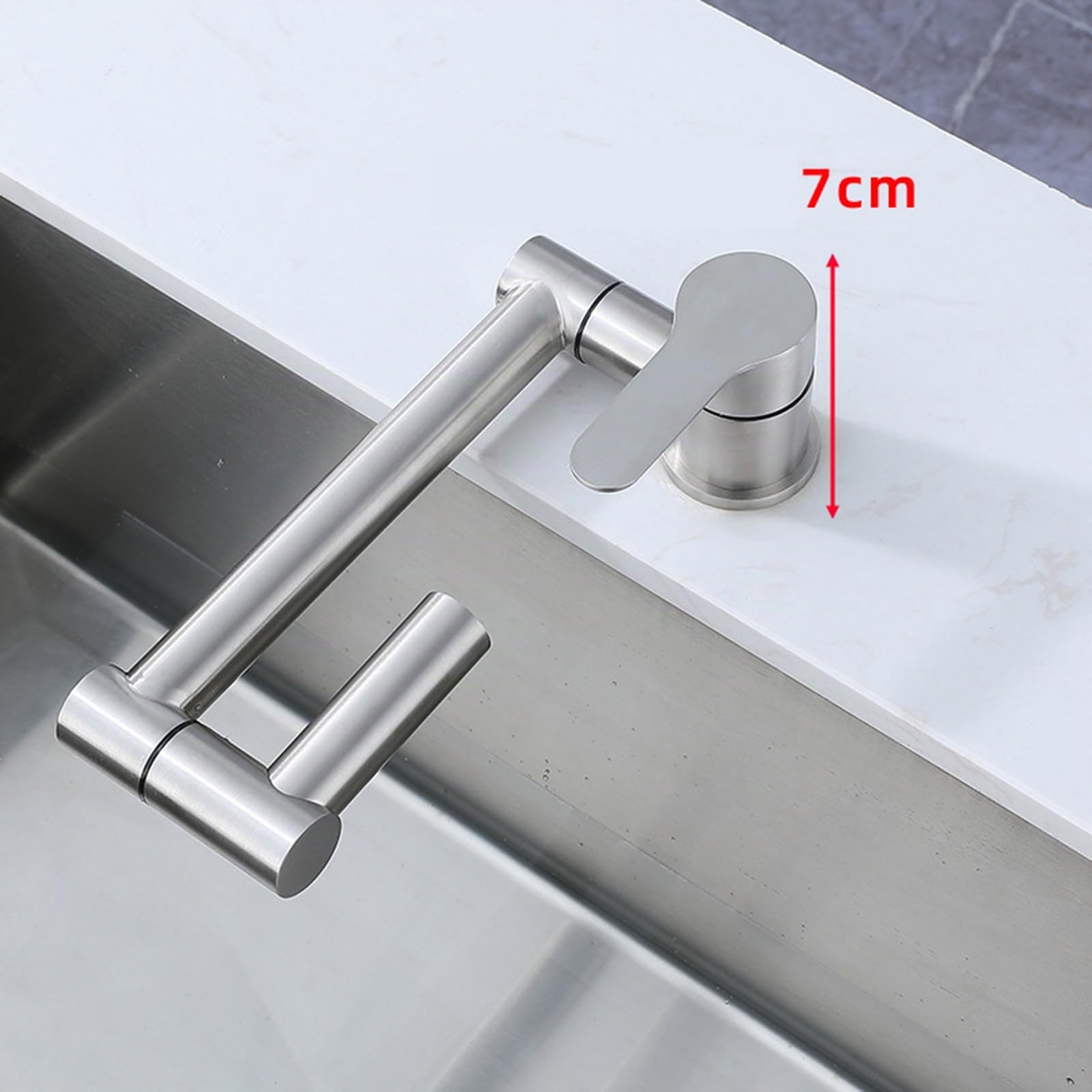 Grifos de cocina y baño, grifo para fregadero, plegable, bajo ventana, giratorio, monomando, acero inoxidable cepillado
