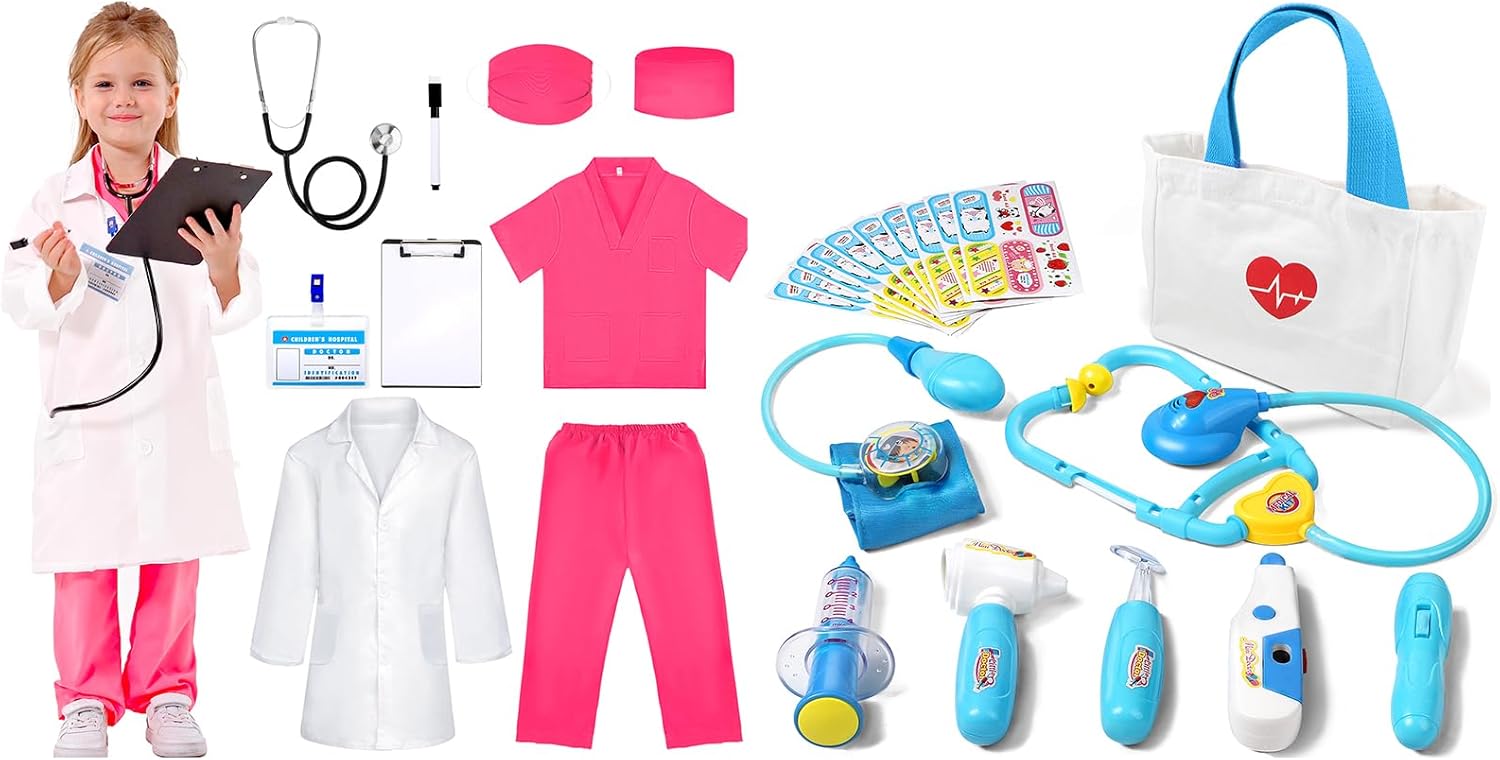 Liberry Toys for 2 3 4 5 Years Old Boy Girl Christmas Birthday Gift Pretend Play Doctor Kit and Doctor Costume for Kids