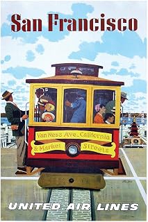 United Airlines - San Francisco - Cable Car - 1960s - Vintage Travel Poster-24 x 36 Inches