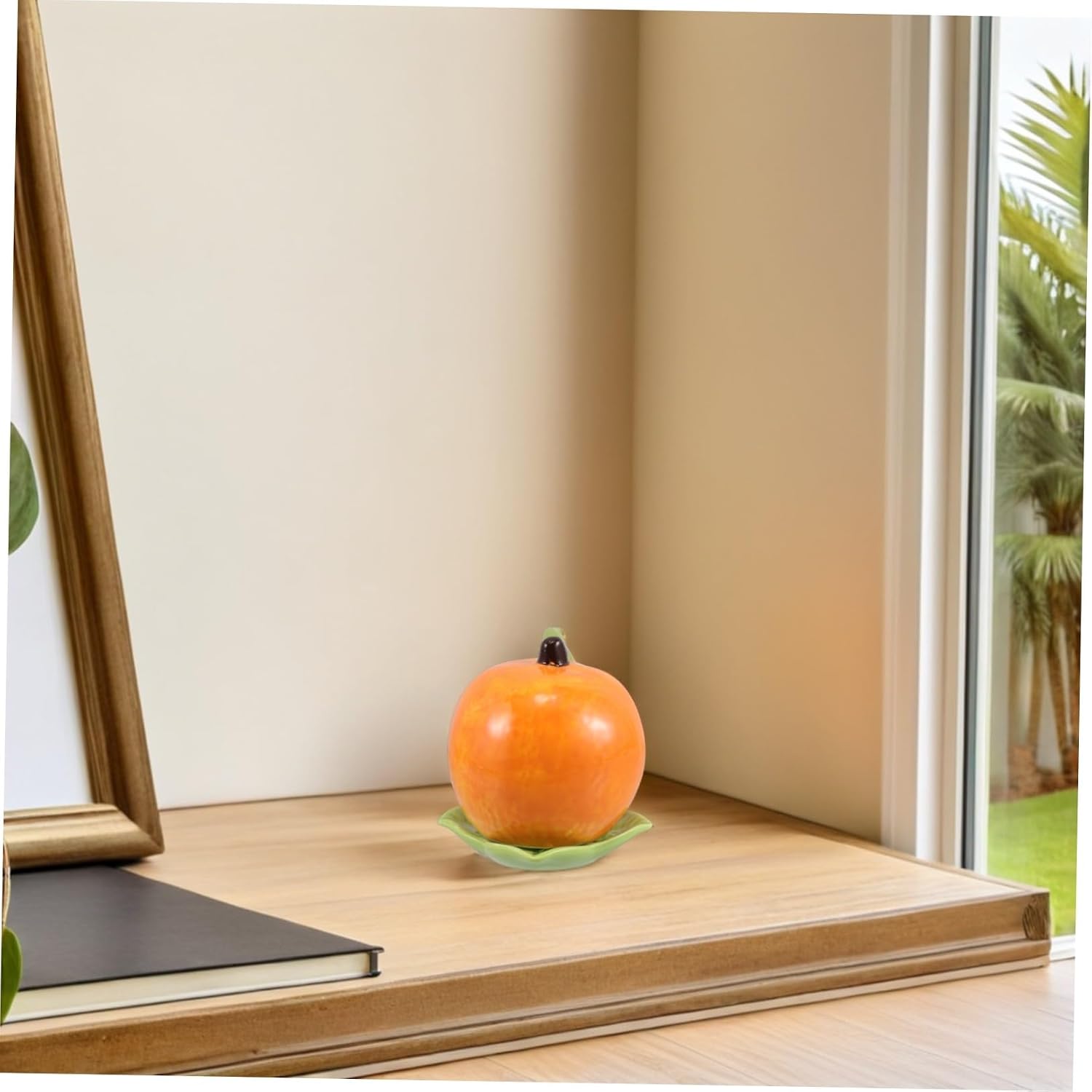 Cabilock Toothpick Holder with Protective Glaze Fruit Shaped Dispenser Ceramic Orange Cute Decorative Tabletop Storage Jar for Home and Kitchen Use