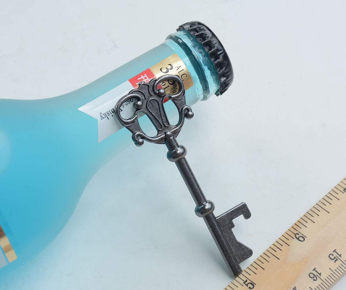 Yansanido 50pcs Black Skeleton Key Beer Bottle Opener With 100 Pcs Thank You Card and 98 Feet Hemp Rope for Wedding Party Favors (50pcs Black)