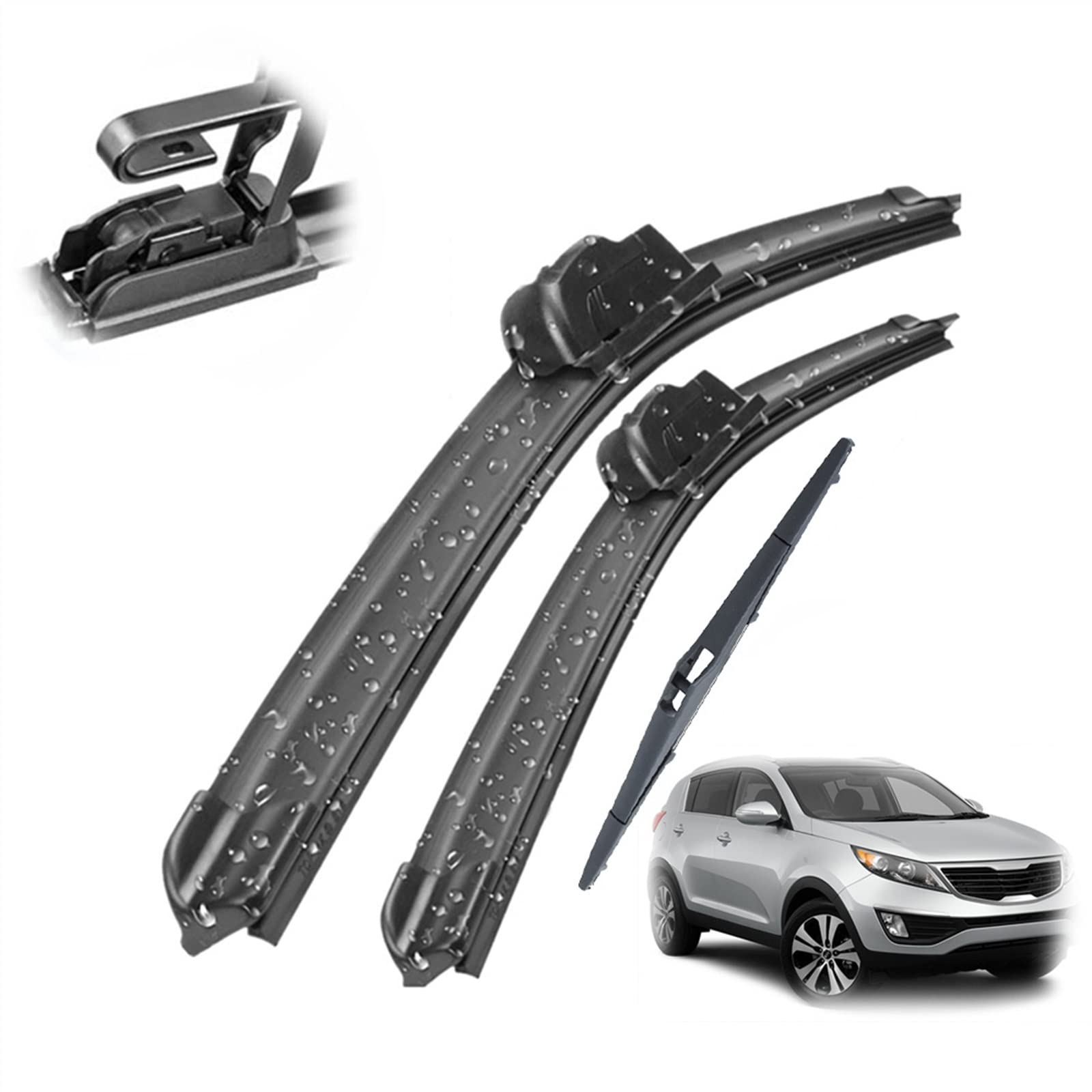 24"+18"+12" Zestaw przednich i tylnych piór wycieraczek Szczotki do szyb samochodowych, do KIA, do Sportage SL 2010-2015