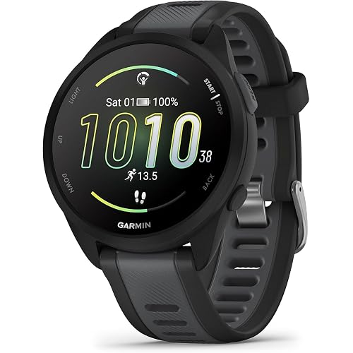 Garmin Forerunner 165, G010-N2863-20 GPS, Black/Slate Grey, WW (Renewed)