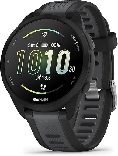 Garmin Forerunner 165, G010-N2863-20 GPS, Black/Slate Grey, WW (Renewed)