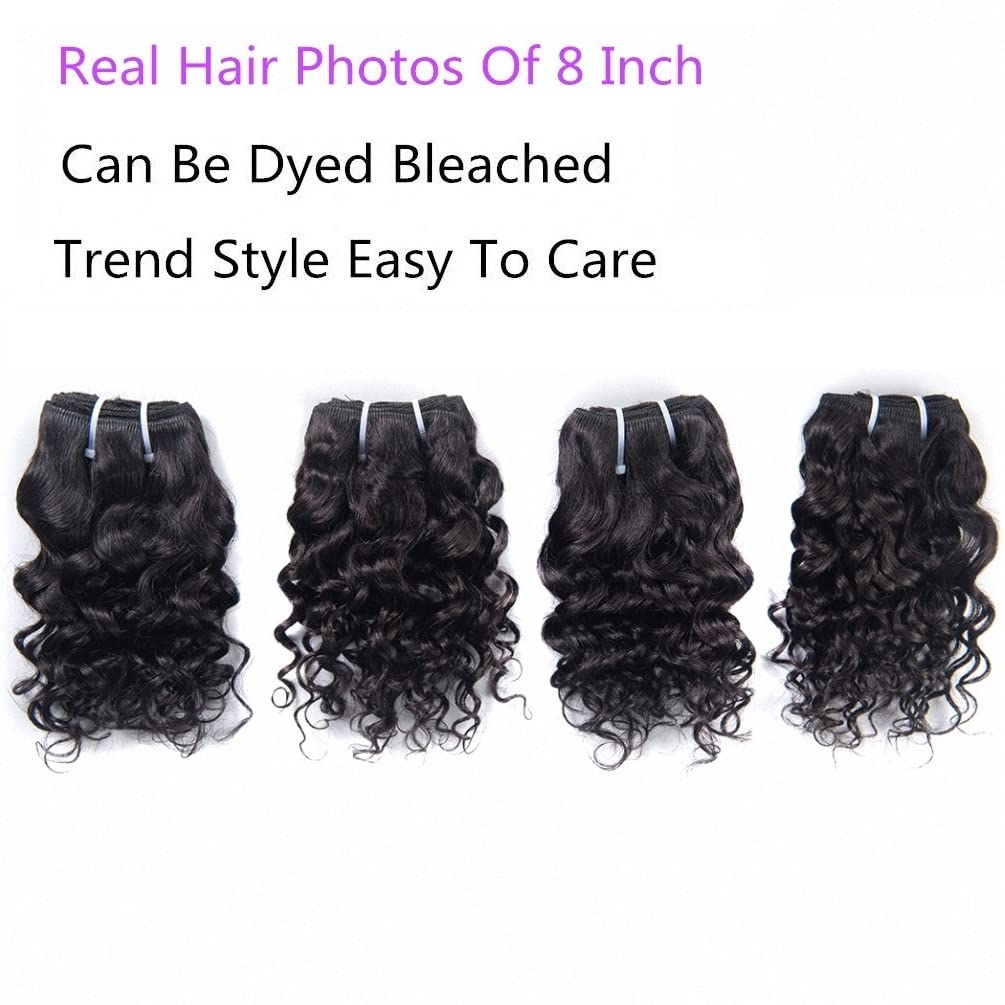 Brazilian Water Wave Human Hair Weave 4 Bundles 12 Inch 10A Grade 50g/Pc Unprocessed Virgin Remy Hair Extensions Wet And Wavy Natural Black Color