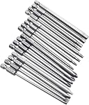 16 Pcs Long Magnetic Screwdriver Bits, 1/4 Inch Hex Shank Drill Screw Driver Bit Set 4 in 1 Multiple Powel Tools Kit, 100mm Length (Hex+Torx+Cross+Slotted Tip Bits)