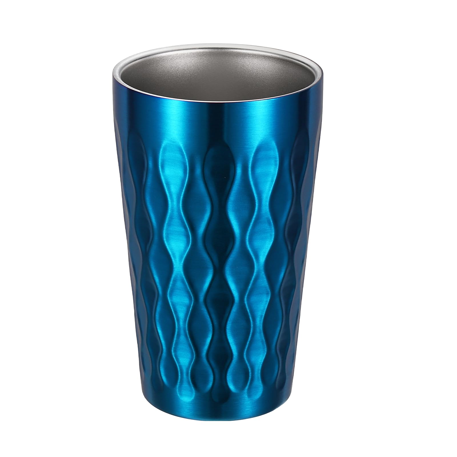 sourcing map Edelstahlbecher, doppelwandig, 350 ml / 11.8oz, Diamantmuster