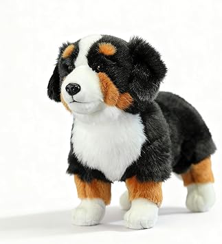 Lifelike Bernese Mountain Dog Plush Toy, Realistic Berner Teddy Stuffed Animal, Cute Tri-Colour Coat Dog Toy Gift, 23 CM/9 In