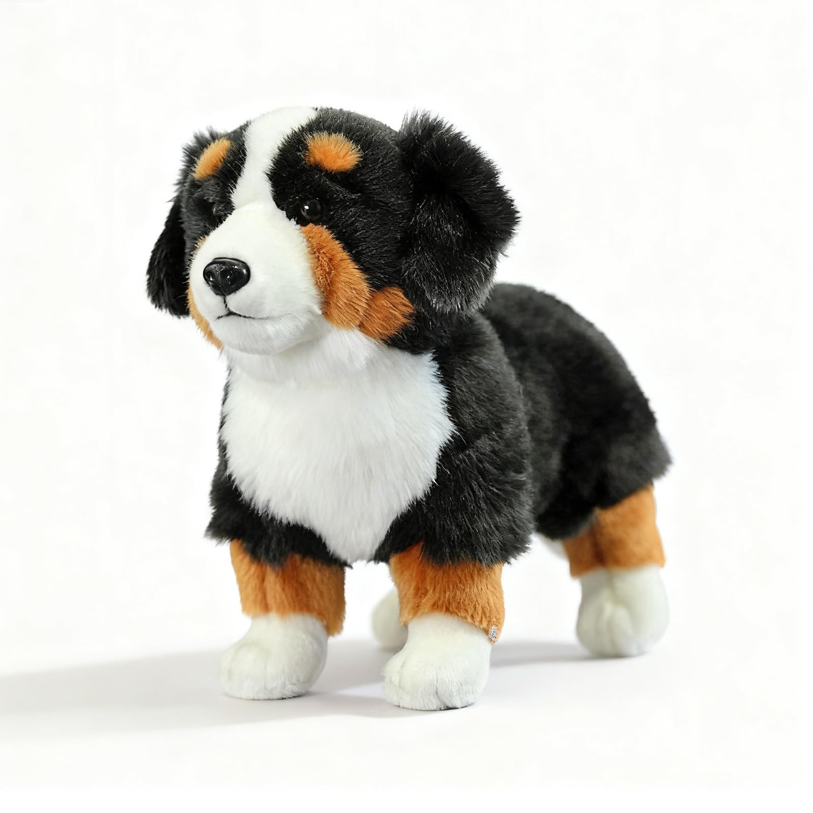 PuffPurrs Lifelike Bernese Mountain Dog Plush Toy, Realistic Berner Teddy Stuffed Animal, Cute Tri-Colour Coat Dog Toy Gift, 23 CM/9 In