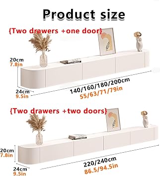 Floating TV Stand, TV Low Board - Wall-mounted TV Stand with Drawers and Doors, Wall-mounted TV Console, Solid Wood Floating TV Stand, Wall-mounted Entertainment Center Media Console TV