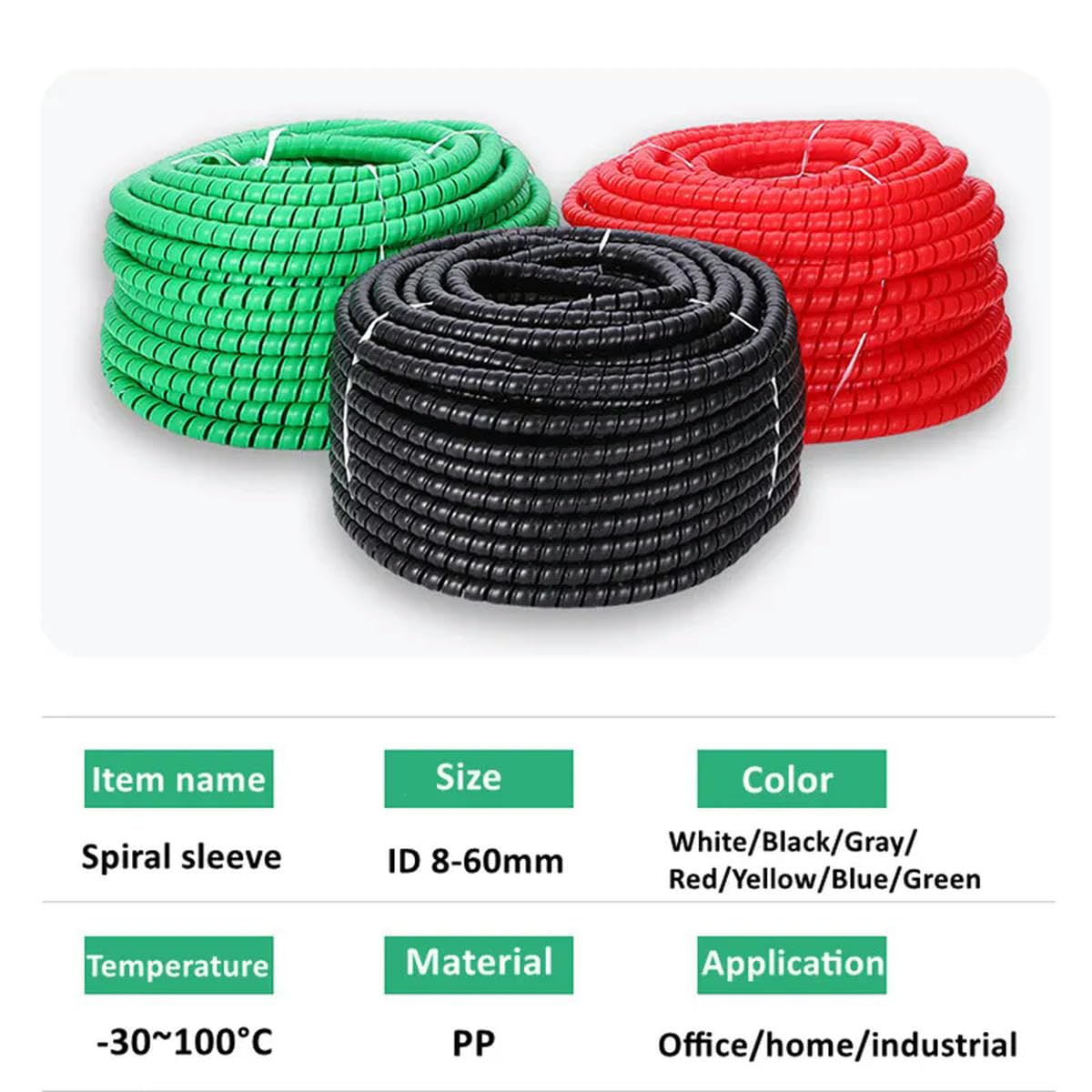 1/2/5 metri 8mm 10mm Organizzatore di linee Protezione per tubi Avvolgimento a spirale flessibile Avvolgicavo Protezione per cavi Copertura per manicotto per cavo Tubo-Giallo-ID 25mm-5 Metri