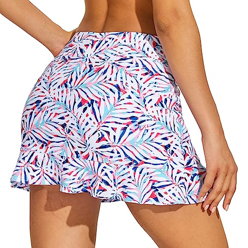 Image of M MOTEEPI Women's Golf Skorts with Pockets High Waisted Tennis Skirt for Women Built-in Shorts 2026 Summer Ruffle Swim Skirt