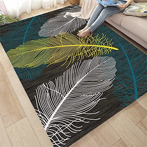 {Alfombras Dormitorio Juvenil Plumas Alfombras Dormitorio RUGMRZ Alfombra De Salon 60 x 100 cm Alfombras Dormitorio Juvenil Plumas Grises Amarillas Estampadas diseño Estilo Moderno...