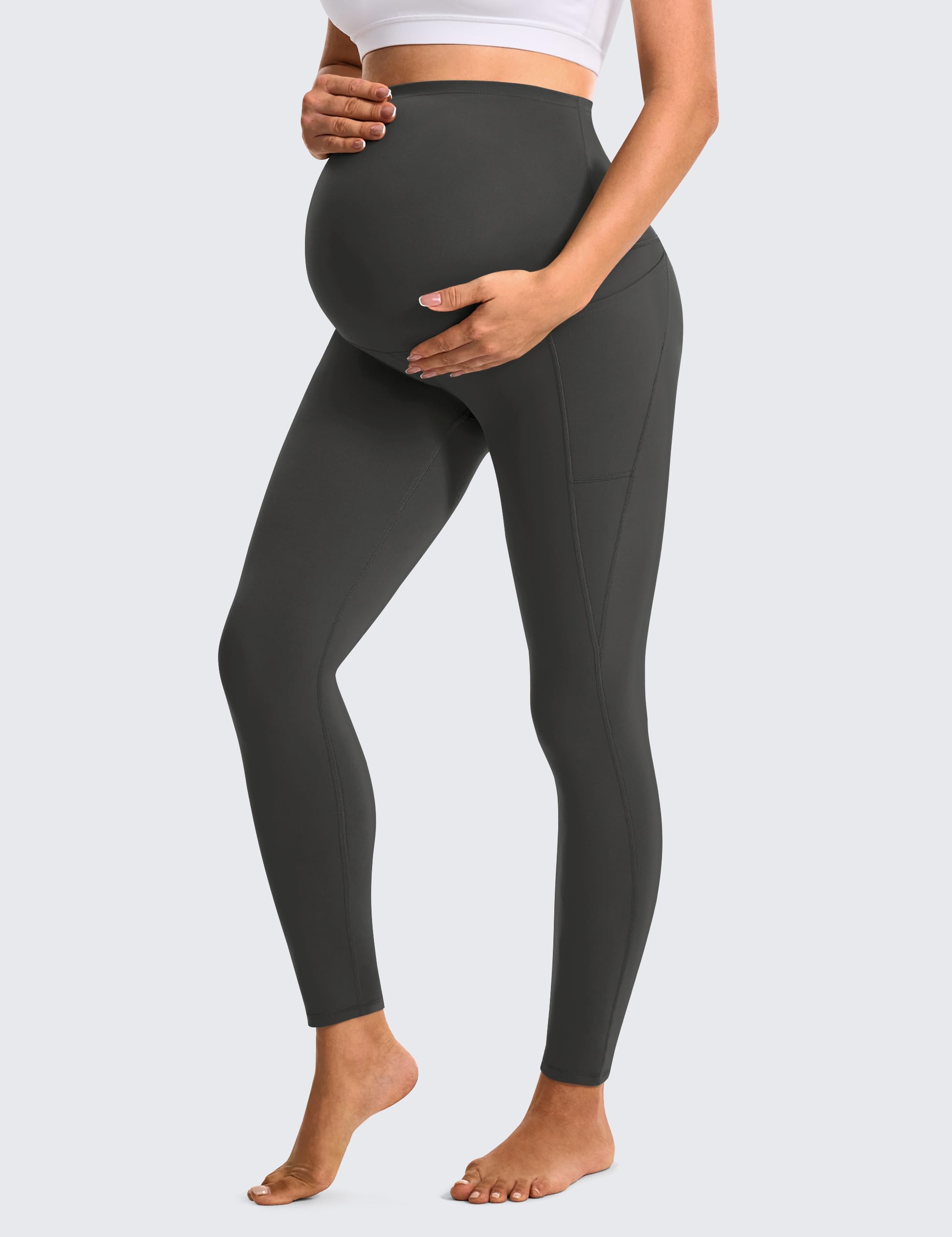 BAYDI Clouduxi Umstandsleggings mit Taschen über dem Bauch, 63,5 cm, butterweich, Yoga, Workout, aktive Schwangerschaftshose