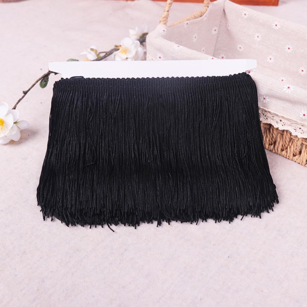 Ruban à franges pour couture bricolage vêtements rideaux décoration noir