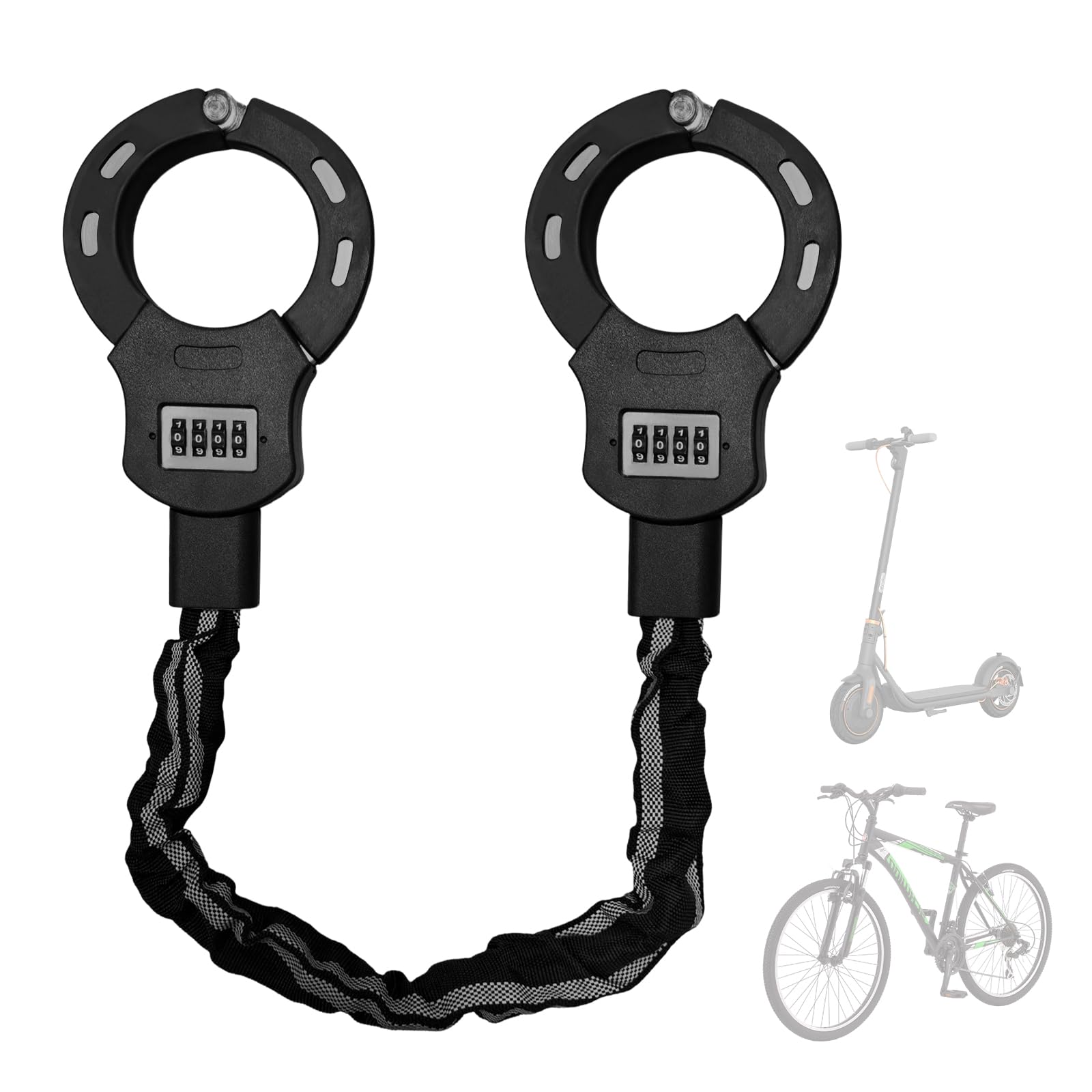 Lucchetto antifurto per bicicletta, 93 cm, catena resistente con combinazione a 4 cifre, catena di sicurezza antigraffio per scooter elettrico, e-bike, bicicletta, moto