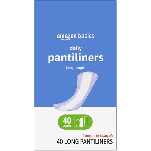 Amazon Basics Daily Pantiliner, Long Length, Unscented, 40 Count, 1 Pack (Previously Solimo)
