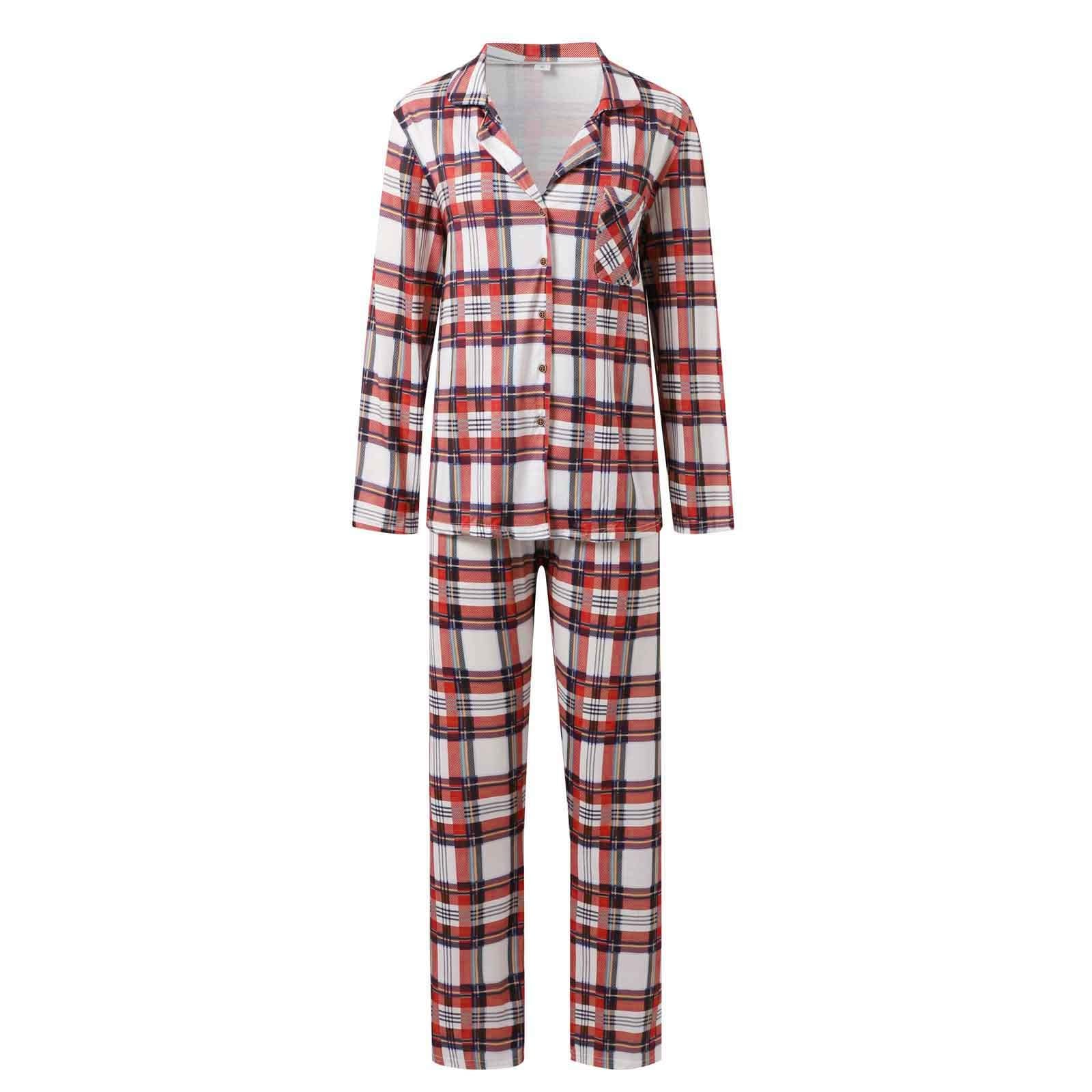 Conjunto genérico Familiar Navidad Pijamas Mamá Ropa Casa Impreso Manga Larga Pantalones Conjunto Dos Piezas