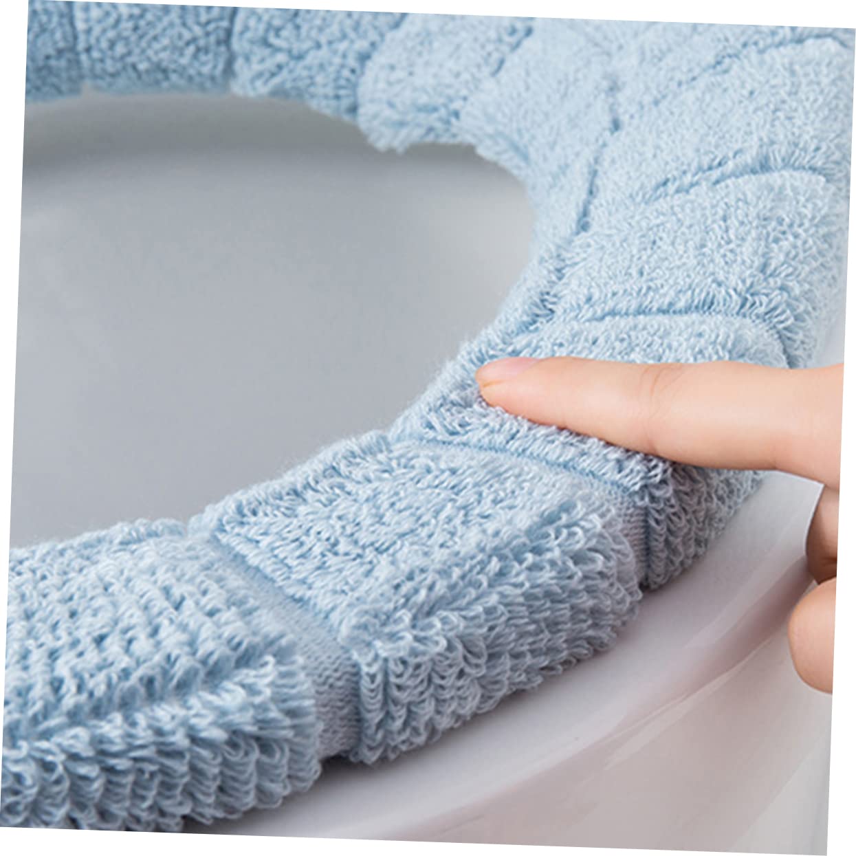 MUCKLILY Universal Toilet Seat Pad Acrylic Fiber Material Warm Comfort Non-slip Washable Cover Round Seat Fit