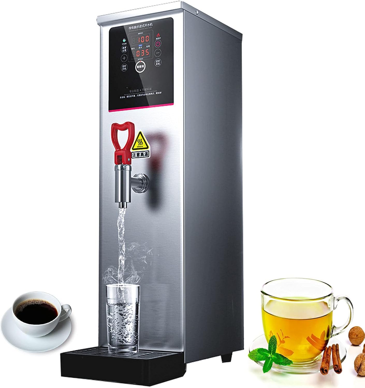 3000W Commercial Coffee Urns, 15L, Water Output 40L/H, Stainless Steel Industry Catehot Tea Urn and Large Capacity Water Warmer-Quick Brew- Auto Keep Warm