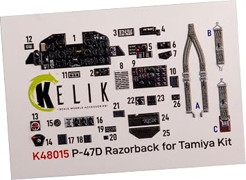 Reskit Kelik K48015 1/48 P-47D ""Razorback"" Interior 3D Decals for Tamiya kit