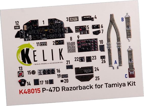 Reskit Kelik K48015 1/48 P-47D Razorback Interior 3D Decals for Tamiya kit