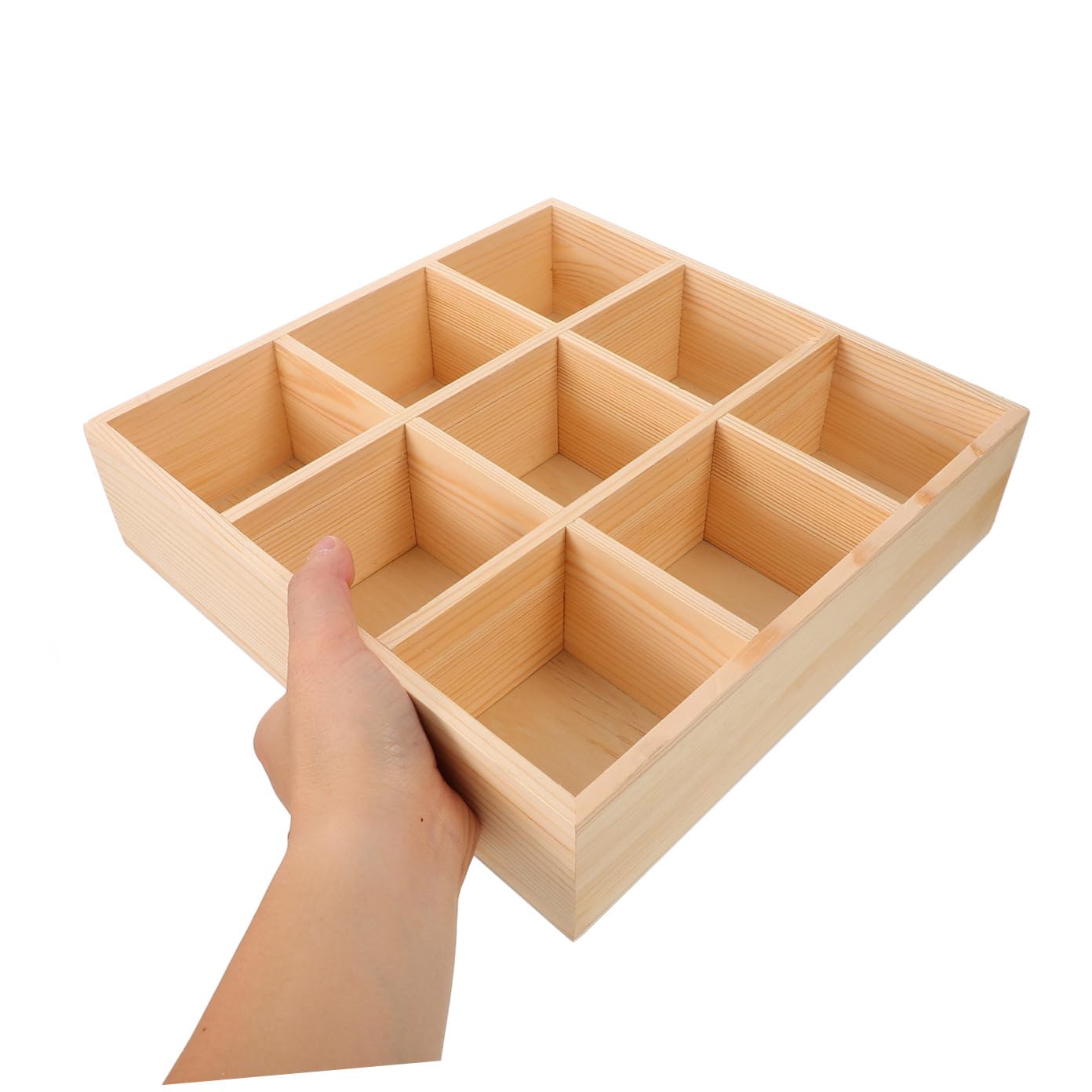 BESTYASH Holz Teebox Organizer mit 9 Fächern Langlebige Aufbewahrungsbox für Teebeutel Zucker und Kaffeepäckchen Praktischer Tee Organizer für Küche und Haushalt