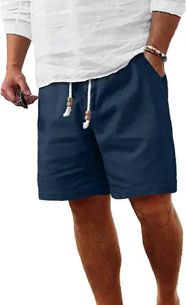  Men's Cotton Linen Casual Shorts