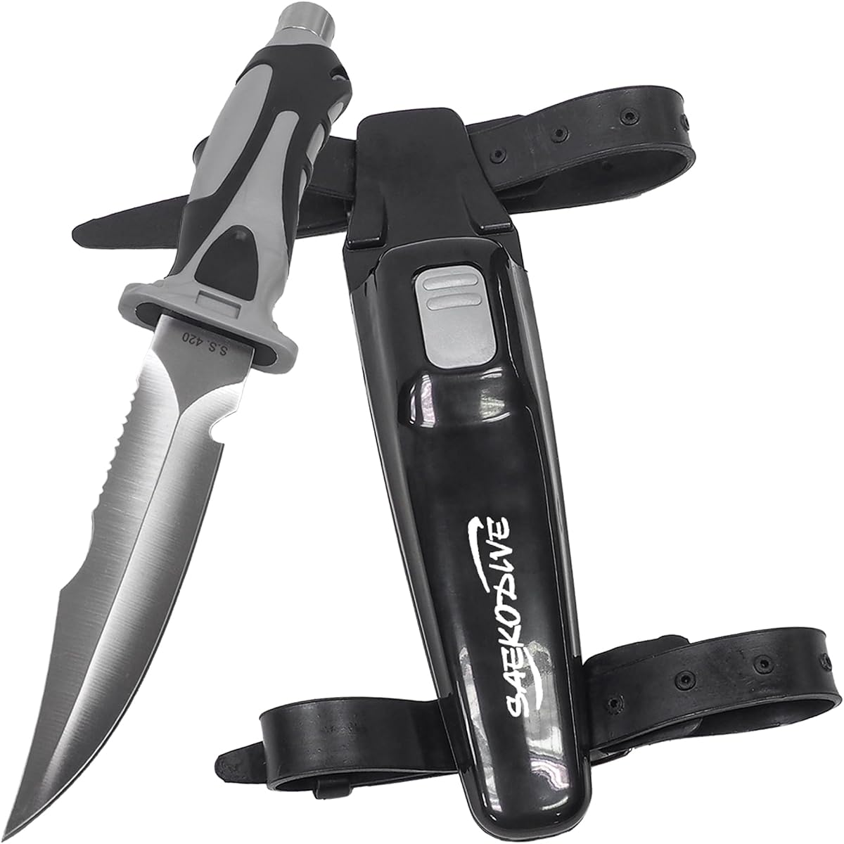 Cuchillo de buceo Edge Series - Cuchillo de buceo con funda para cuchillo, funda y correa para pierna - Cuchillo de buceo, cuchillo de agua salada, cuchillo de pesca submarina (grande)