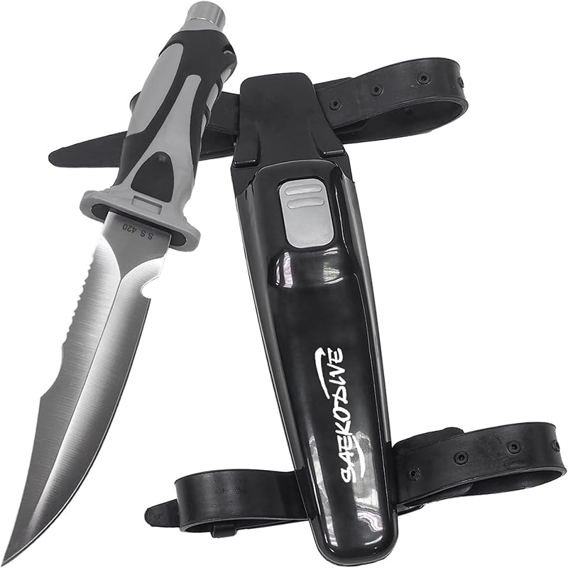 Cuchillo de buceo Edge Series - Cuchillo de buceo con funda para cuchillo, funda y correa para pierna - Cuchillo de buceo, cuchillo de agua salada, cuchillo de pesca submarina (grande)