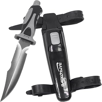 Edge Series Dive Knife - Scuba Diving Knife with Knife Holster, Sheath and Leg Strap - Scuba Knife, Saltwater Knife, Spearfishing Knife Large