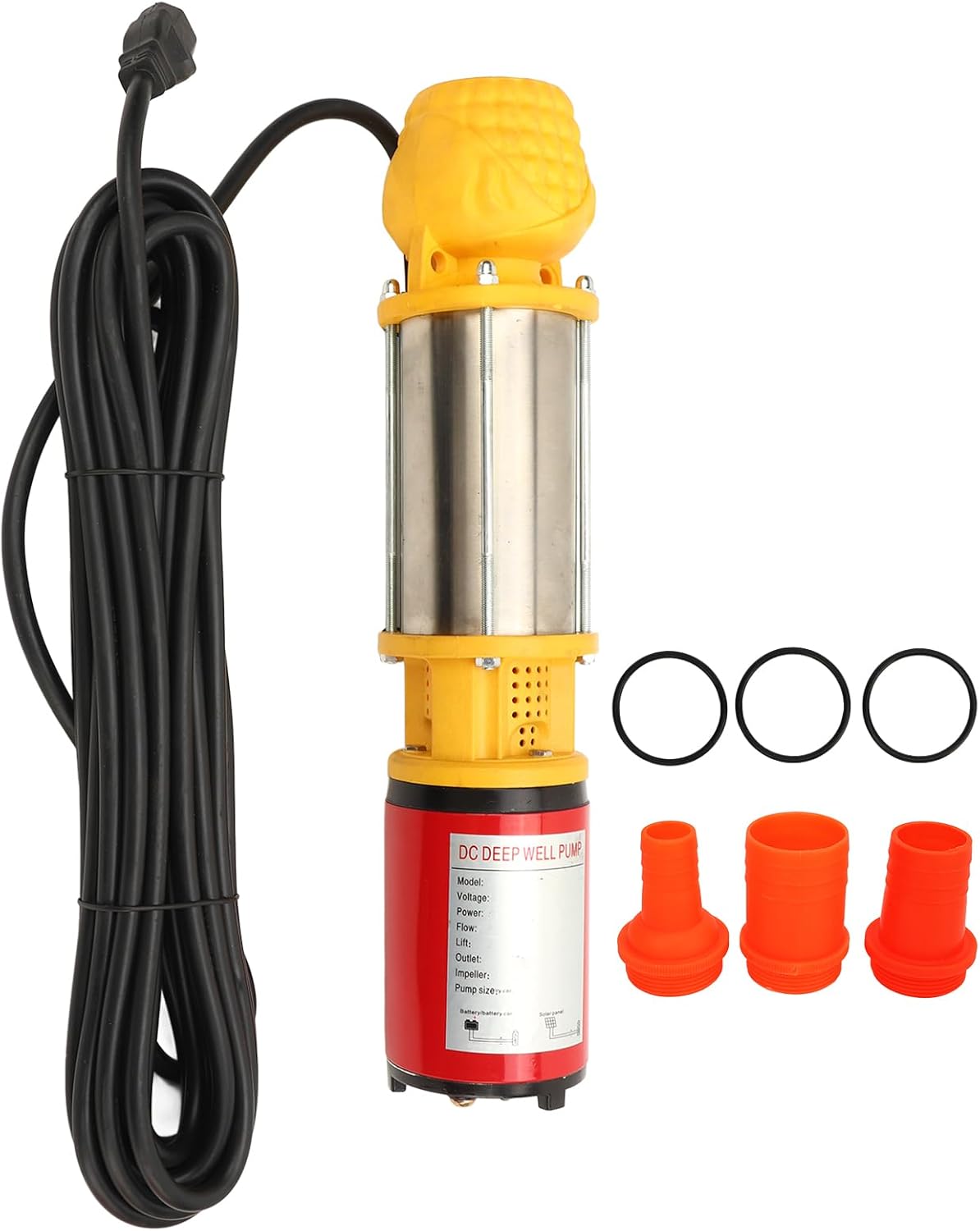 12V 250W Solar Deep Well DC Deep Well Pump, Solar Deep Well Pump Pump Mechanical Sealing 8m DC with 3 Joints 1in 1.5in 2in for Families Farms