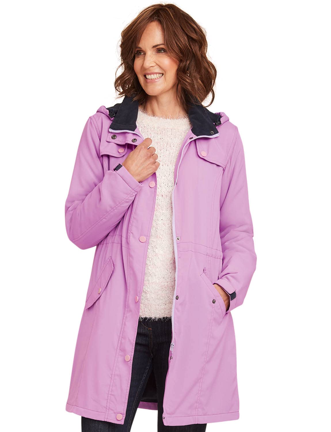 Chums Ladies Fleece Lined Waterproof Fabric Jacket 36 Inches Dusky Lavender 24