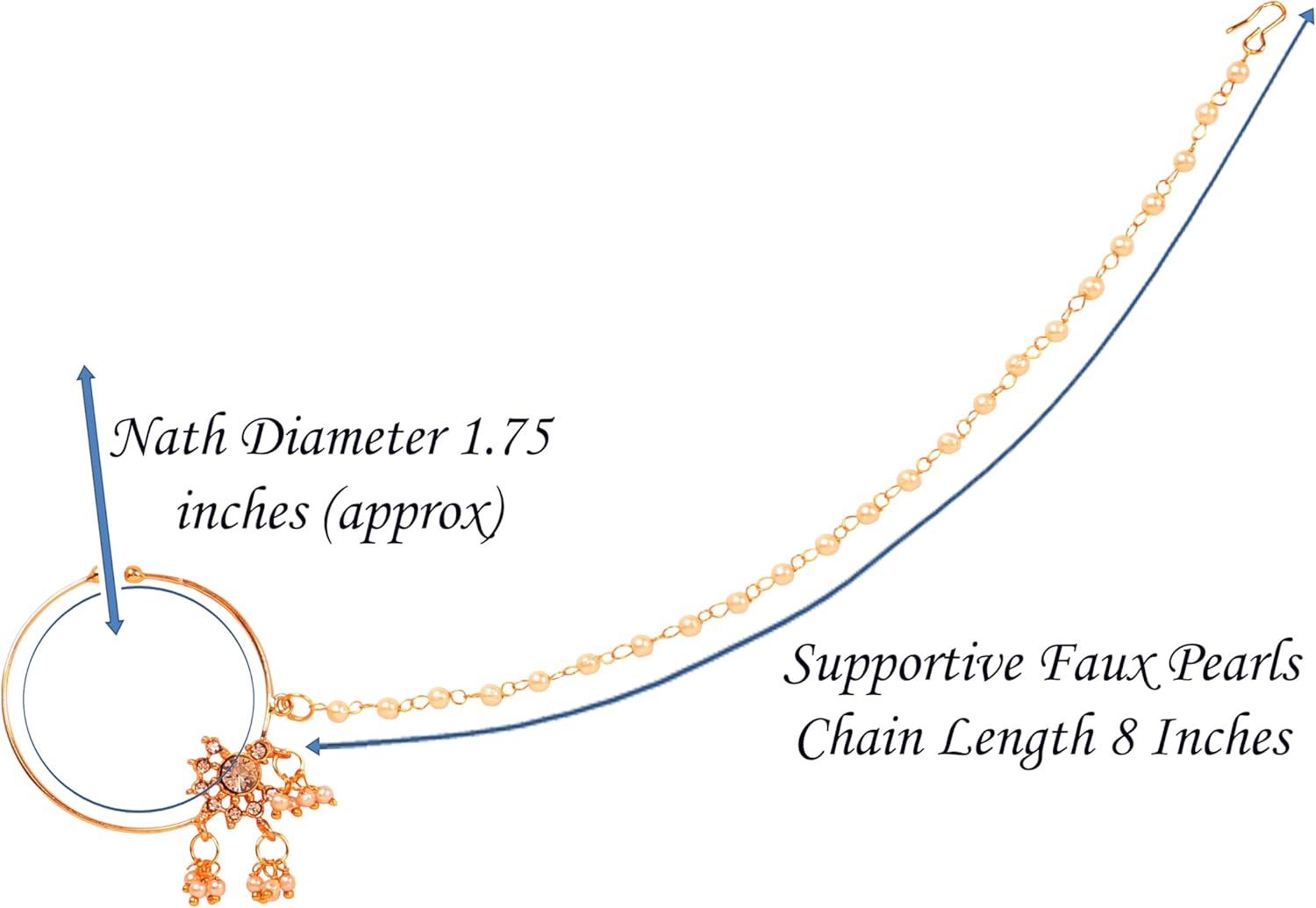 Touchstone Indian Bollywood Desire Designer Bridal Jewelry Nath (Nose Accessory) in Gold Tone for Women. - Image 5