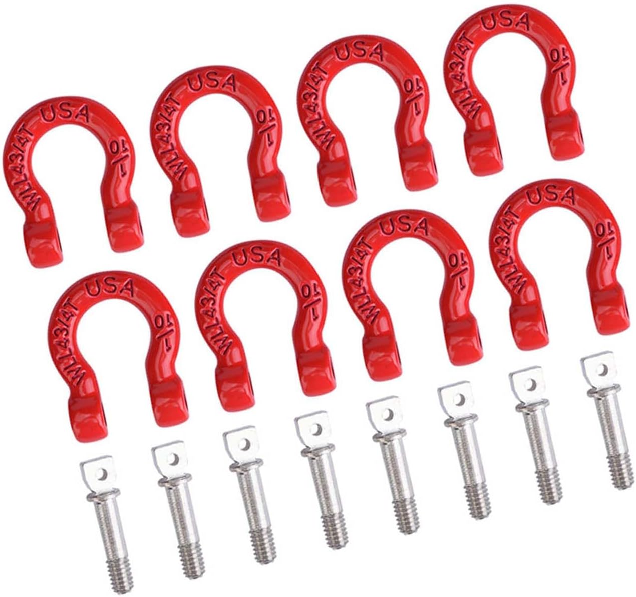 Yctze 8PCS Metal Tow Shackle Lock Catch Assembly RC Climbing Crawler Car Accessories Parts Car Model Accessory for 1/10, 1/12, 1/18, 1/24 Scale RC Cars with Trailer Buckle and Hooks