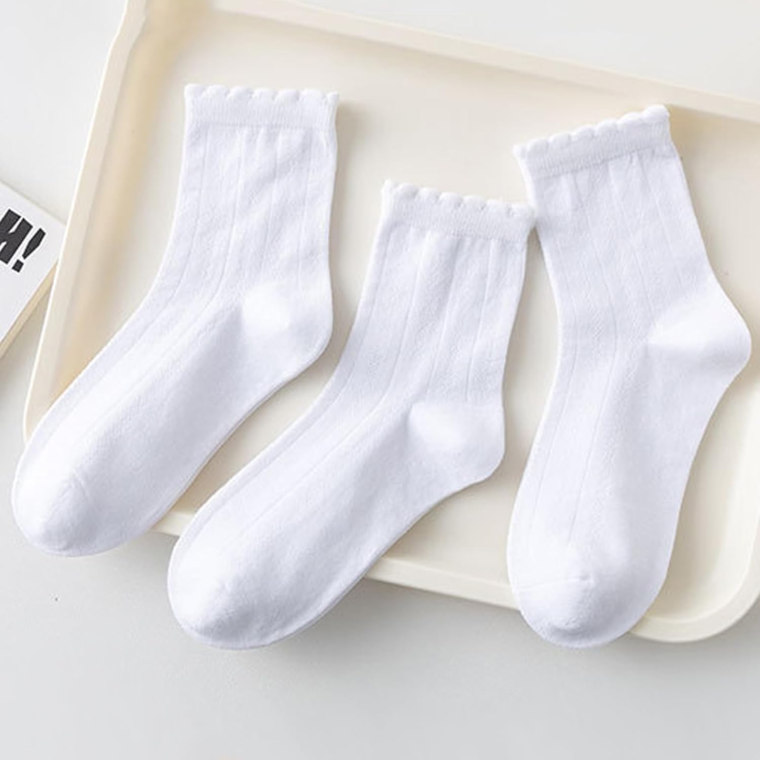 Meeshine 5 Pairs Baby Girls Ruffle Socks Toddler Mesh Summer Cotton Frilly Ankle Dress White Thin Socks for 4-12T Kids
