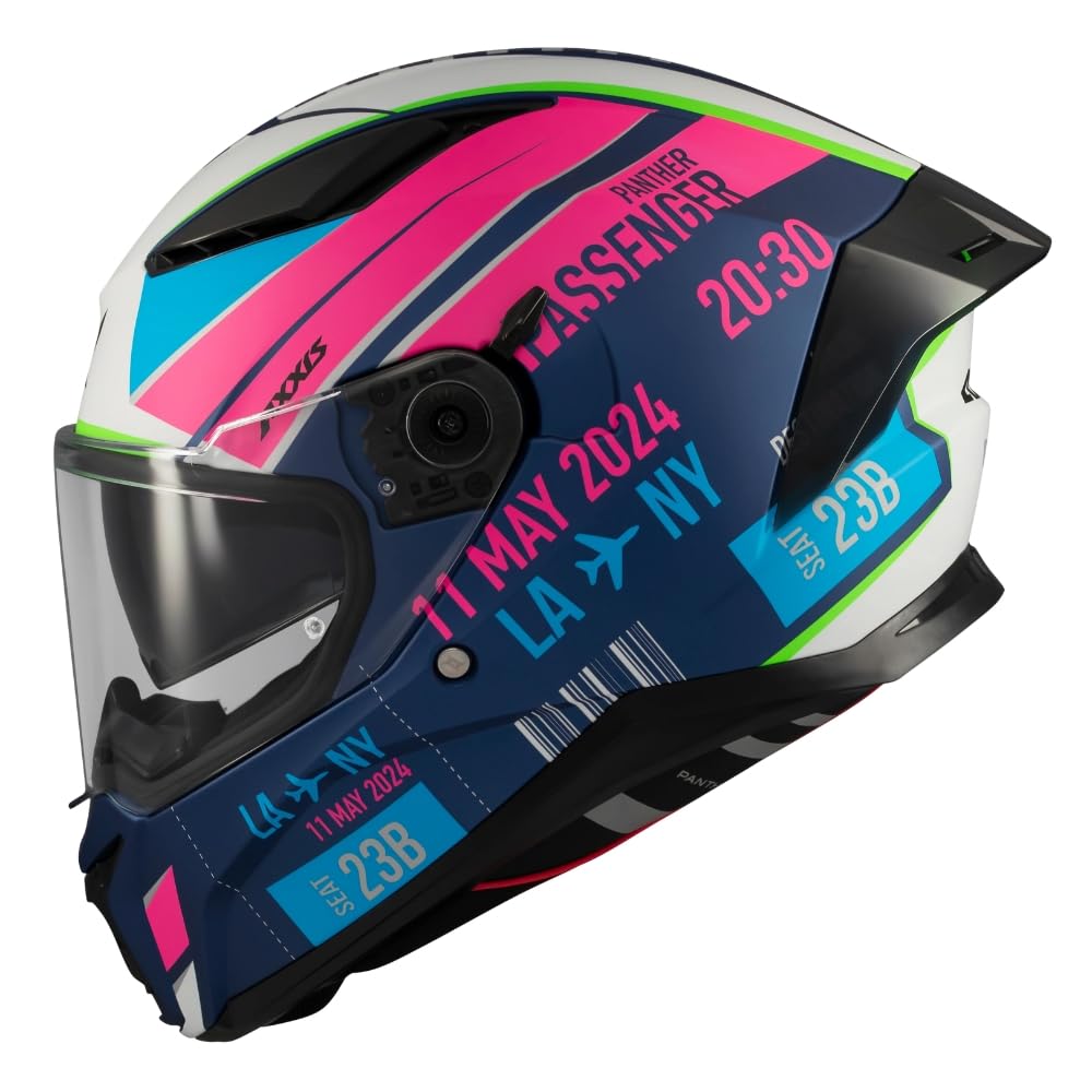 Casco Integral Axxis FF130SV Panther SV Passenger C8 Azul Blanco Rosa Mate Talla S