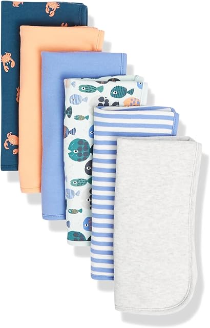 Amazon Essentials Unisex Kids' Burp Cloths, Pack of 6