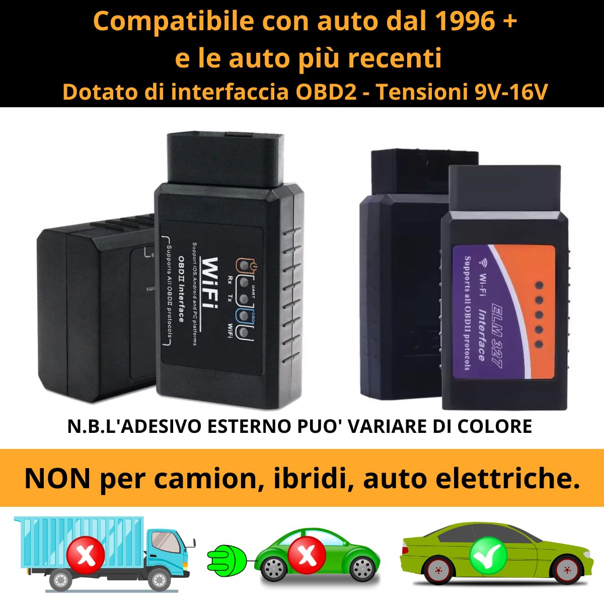 OBD2 WiFi ELM327 Computer per Diagnosi Auto OBD, Lettore obd2 Auto Diagnostica, Scanner Diagnostica Auto, OBD Diagnostico Multi Marche per Auto compatibile con dispositivi Wireless iOS Android Windows