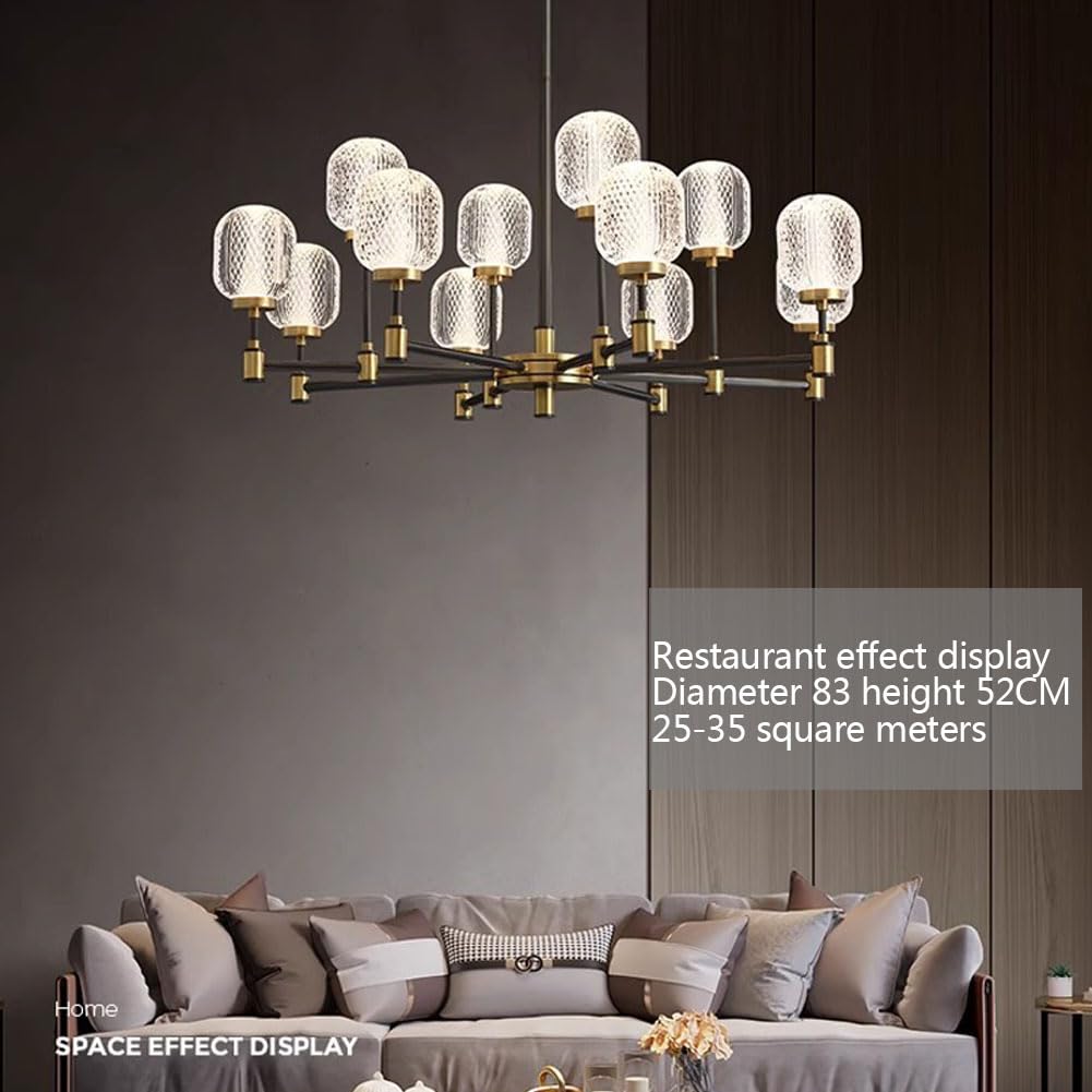 Designerska lampa do salonu, nowoczesny wystrój, wnętrze domu, wyjątkowa lampa, oświetlenie dekoracyjne, w całości miedziane, luksusowe, 9 głowic