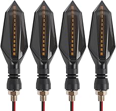 4 Pcs Motorcycle LED Turn Signals Universal 12V Motorcycle Turn Signals Amber Blue LED Lights Dual Color Flashing Indicators for Scooter, Quad, Cruiser and Custom Bike