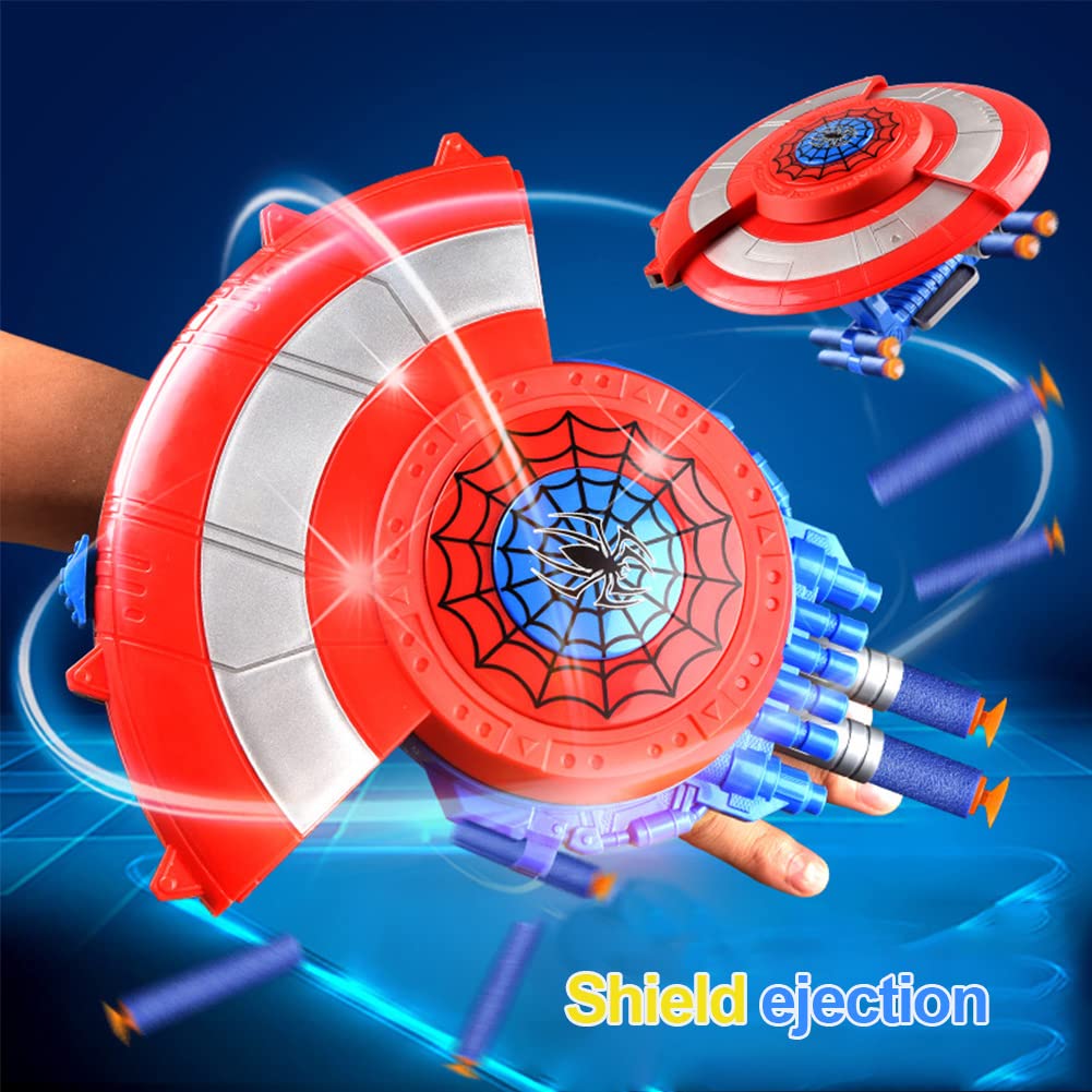 Lanciatore Scudo Captain Scudo Difensivo e Scudo Launcher, Launcher di Eroe, Scudo Morbido Bullet Lanciatore Giocattolo Accessorio Cosplay Regalo per Bambini