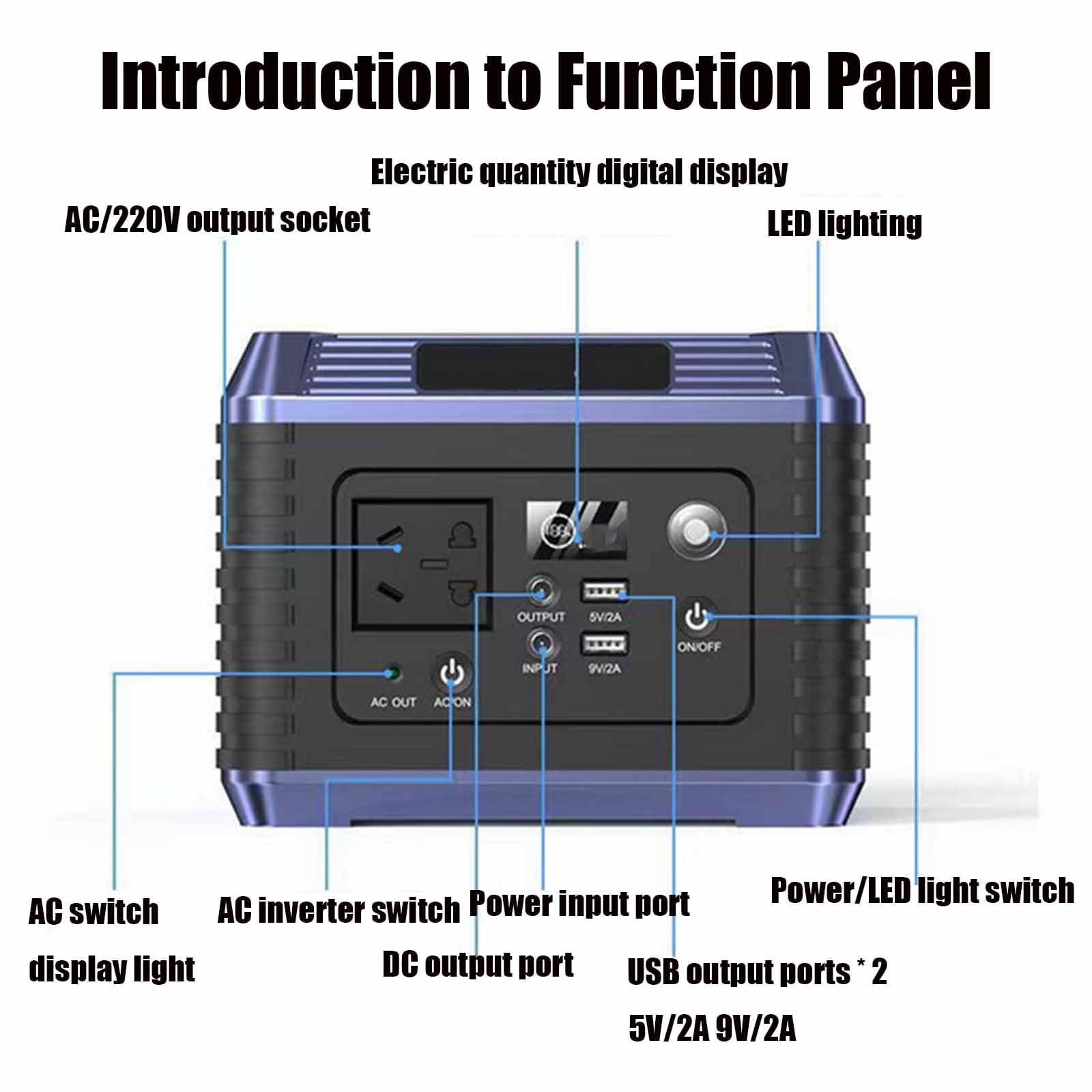 Generador de Pantalla Digital para Acampar al Aire Libre, 220 V, portátil, para emergencias en vehículos recreativos, Compacto y fácil de almacenar para Cargar Relojes.