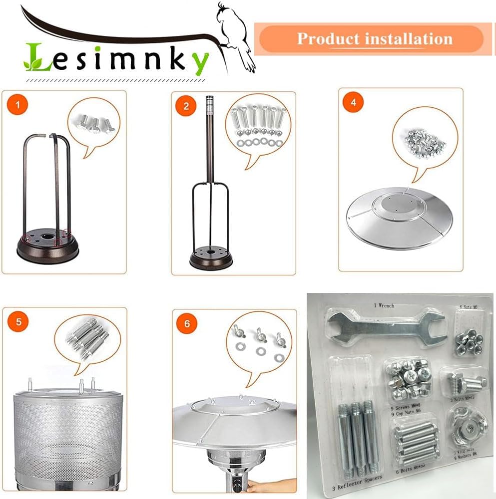 Patio Heater Replacement Parts Bolt Hardware Kit, Replacement Bolt & Nut Set Used to Assemble Patio Heater Propane Outdoor Heater Replacement Parts (Bolt Set Parts)