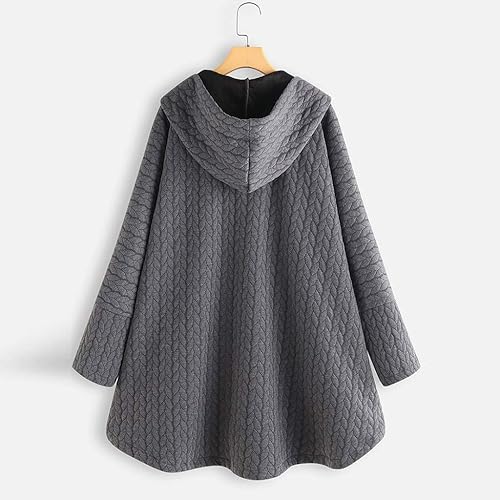 Miniatura 5 de Abrigo de invierno para mujer, abrigo de forro polar suave y cálido, con botones, con capucha, mullido, cortavientos, abrigo