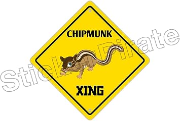 Chipmunk Crossing Funny Novelty Sign Vinyl Retro Sticker Sign